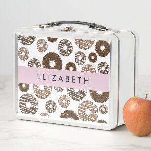 Chocolate Donuts, Caramel Donuts, Icing, Your Name Metal Lunch Box