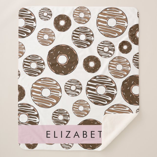 Chocolate Donuts, Caramel Donuts, Icing, Your Name Sherpa Blanket (Front)