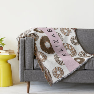 Chocolate Donuts, Caramel Donuts, Icing, Your Name Throw Blanket