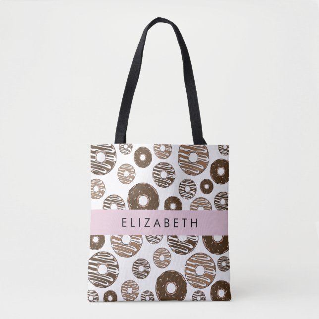 Chocolate Donuts, Caramel Donuts, Icing, Your Name Tote Bag (Front)