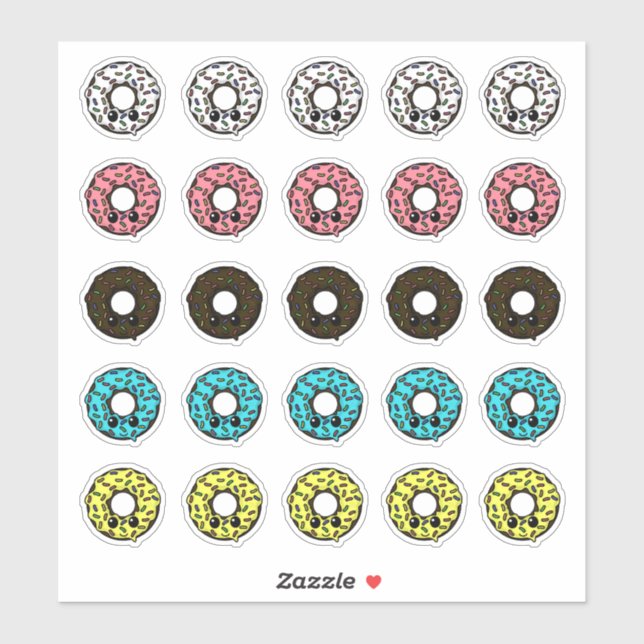 Chocolate Donuts Different Frostings & Sprinkles Sticker (Sheet)