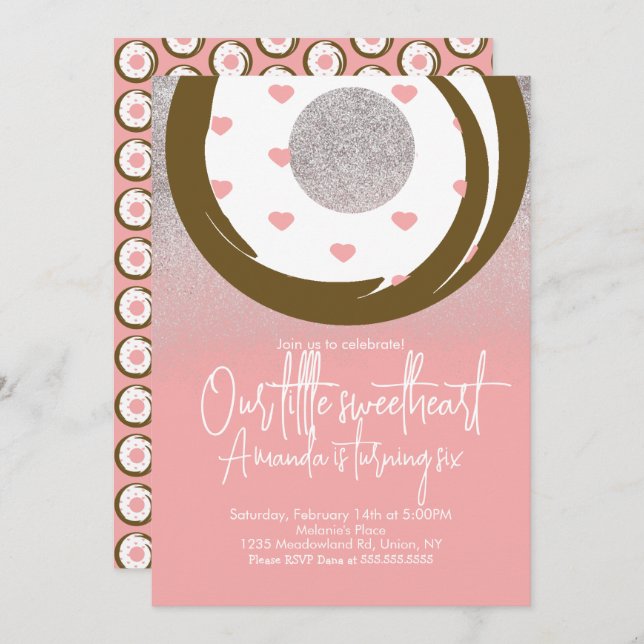 Chocolate Donuts Faux Glitter Valentines Day    Invitation (Front/Back)