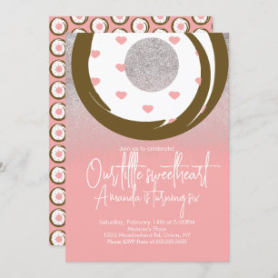 Chocolate Donuts Faux Glitter Valentines Day    Invitation
