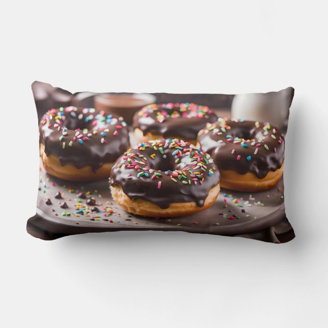 Chocolate Donuts Lumbar Pillow (Front)
