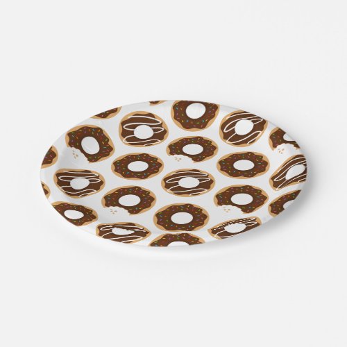 Chocolate Donuts Pattern Paper Plates