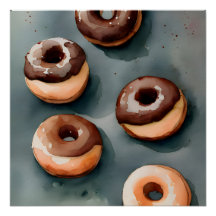 Chocolate Donuts Watercolor