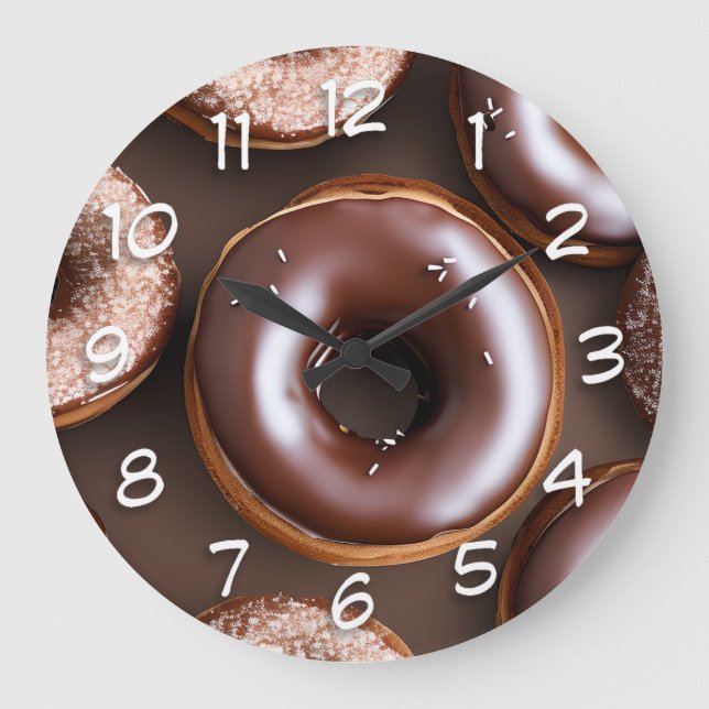 Chocolate Donuts with Sprinkles  Large Clock (Front)
