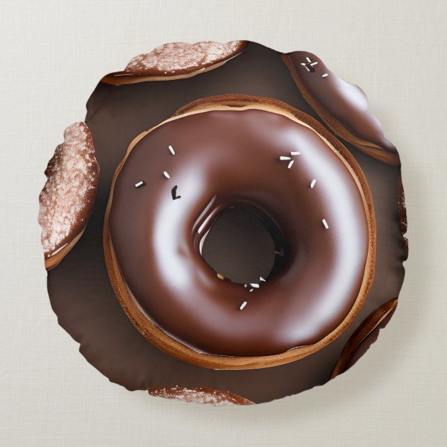 Chocolate Donuts with Sprinkles  Round Pillow (Front)