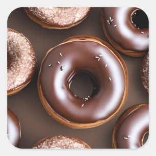 Chocolate Donuts with Sprinkles Square Sticker