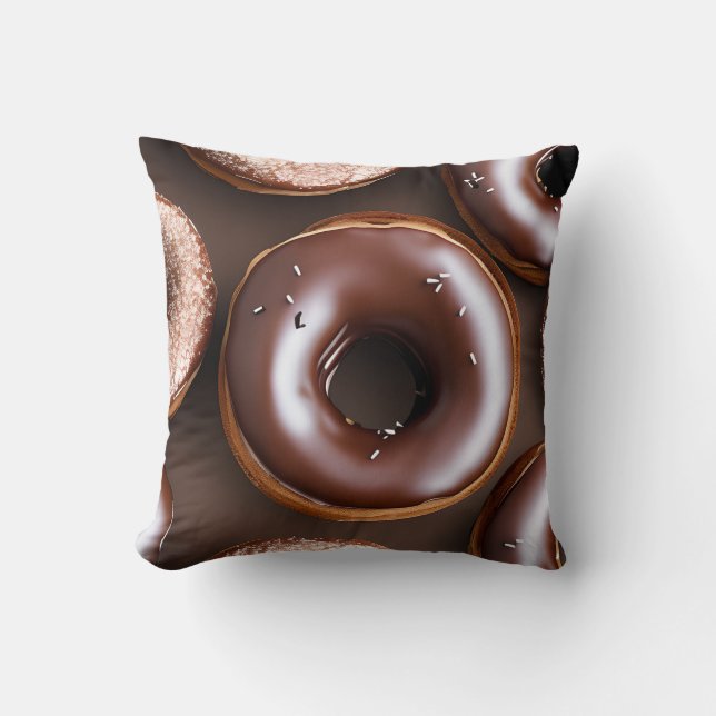 Chocolate Donuts with Sprinkles  Throw Pillow (Front)