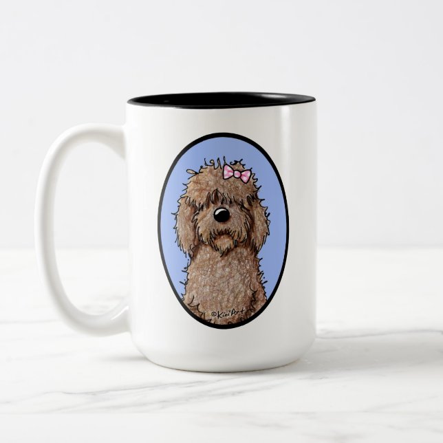 Chocolate Doodle Girl Goldendoodle Dog Art Mug (Left)