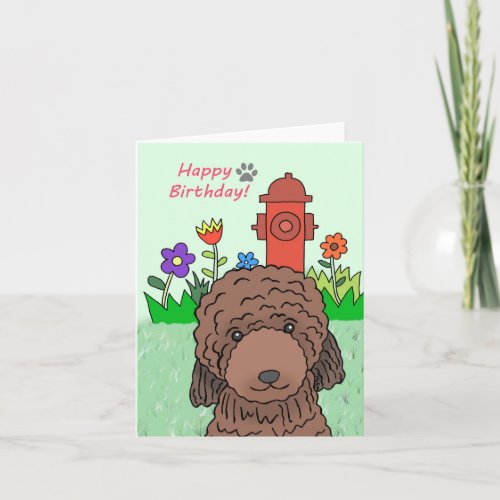 Chocolate Doodle Labrador Poodle Brown Birthday Card