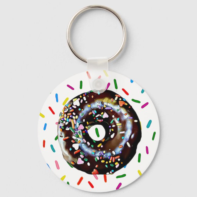 Chocolate Doughnut with Sprinkles Key Chain (Front)