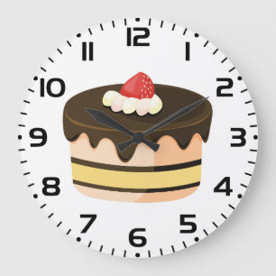 Chocolate Drip Cake with Strawberry Large Clock