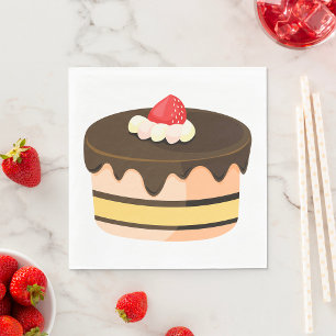 Chocolate Drip Cake with Strawberry Napkins