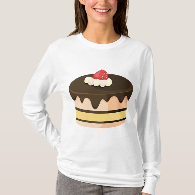 Chocolate Drip Cake with Strawberry T-Shirt (Front)