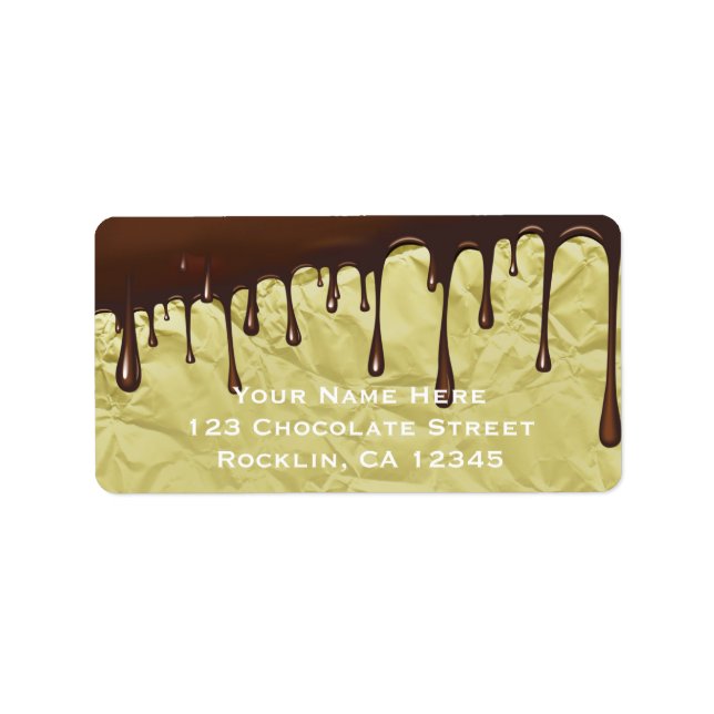 Chocolate Drip Faux Gold Foil Wrapper Party Label (Front)