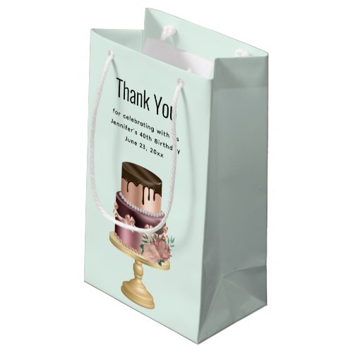 Chocolate Drips and Rose Gold Cake Thank You Small Gift Bag