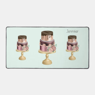 Chocolate Drips and Rose Gold Luxury Cake Desk Mat