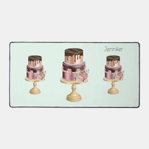 Chocolate Drips and Rose Gold Luxury Cake Desk Mat