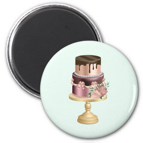 Chocolate Drips and Rose Gold Luxury Cake Magnet