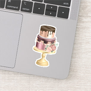 Chocolate Drips and Rose Gold Luxury Cake Sticker