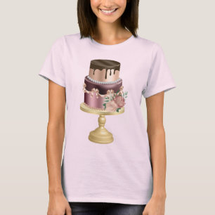 Chocolate Drips and Rose Gold Luxury Cake T-Shirt