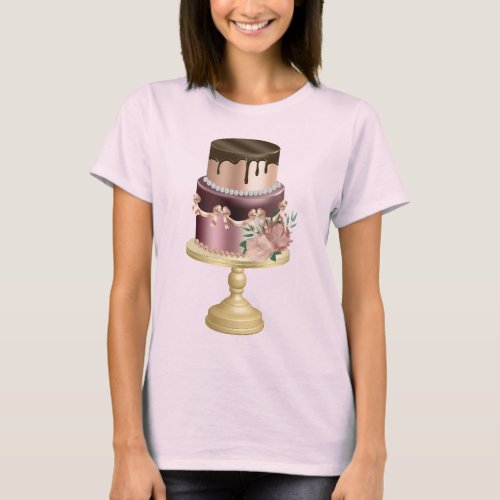 Chocolate Drips and Rose Gold Luxury Cake T_Shirt