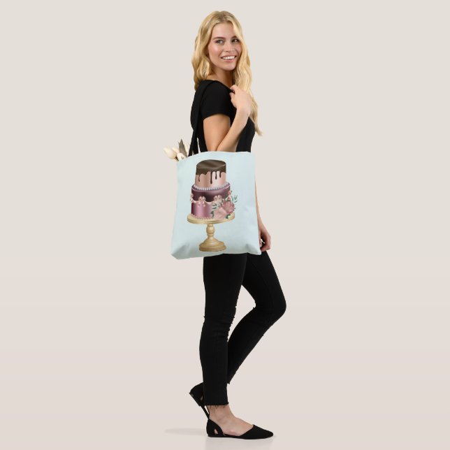 Chocolate Drips and Rose Gold Luxury Cake Tote Bag (On Model)