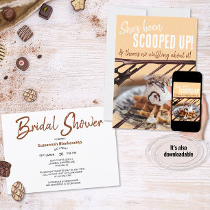 Chocolate Drizzle Ice Cream Scoop on a Waffle Invitation