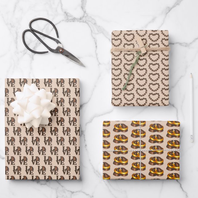 Chocolate Drops LOVE Sweet Wedding Heart Candy Wrapping Paper Sheets (Front)