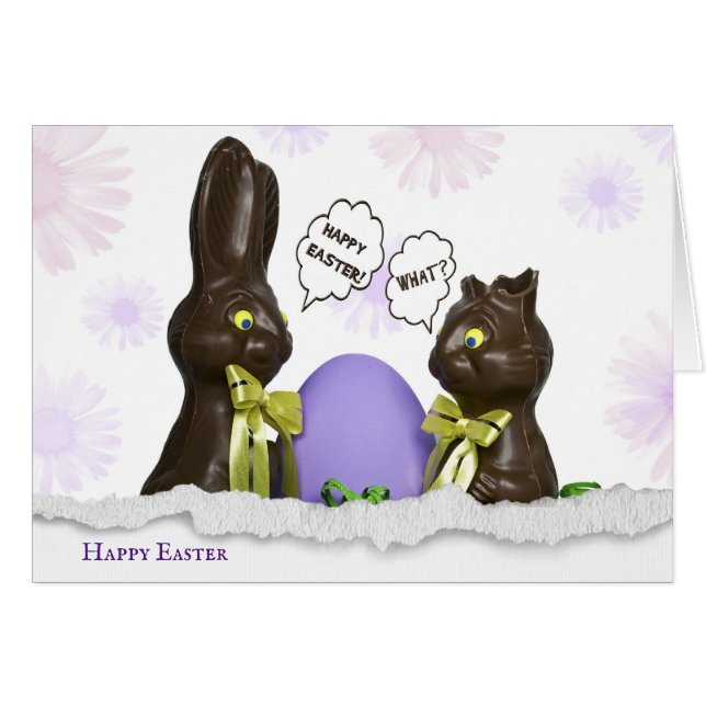 Chocolate Easter Bunnies with egg Cards (Front Horizontal)