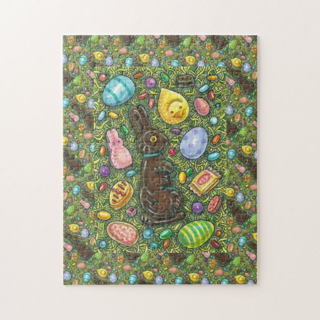 CHOCOLATE EASTER BUNNY, CHICK, EGGS, JELLY BEANS JIGSAW PUZZLE (Vertical)