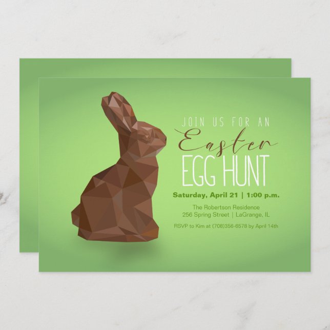 Chocolate Easter Bunny Egg Hunt Invitation (Front/Back)