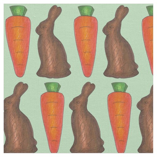 Chocolate Easter Bunny Rabbit Carrots Candy Fabric
