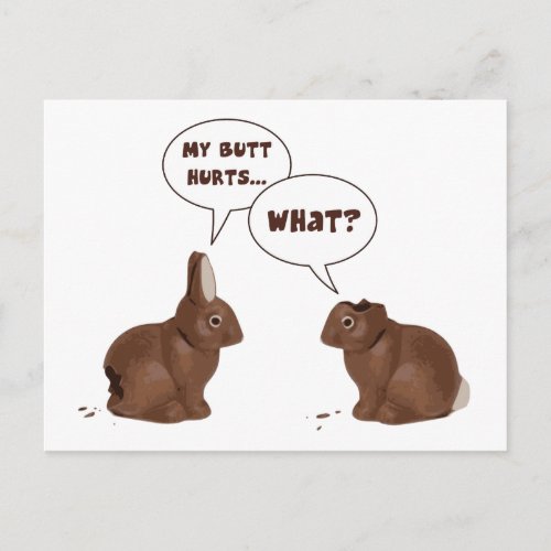 Chocolate Easter Bunny Rabbits Butt Hurts Holiday Postcard