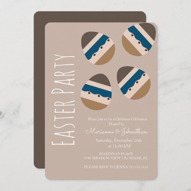 Chocolate Easter Eggs Earth Tone Party Invitation (Front/Back)