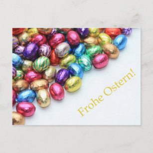 chocolate easter eggs german greeting holiday postcard