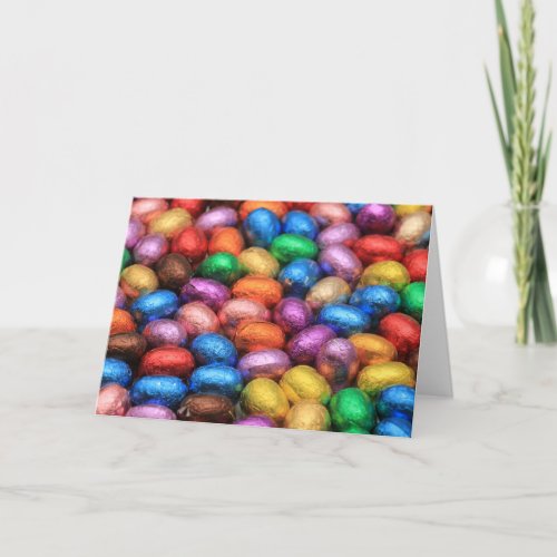 Chocolate easter eggs holiday card