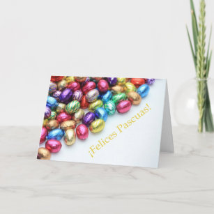 chocolate easter eggs spanish easter greeting holiday card