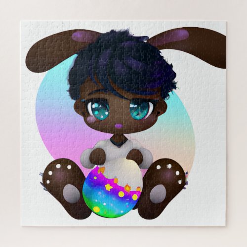 Chocolate Easter Melanin Bunny Baby Rabbit Melanin Jigsaw Puzzle