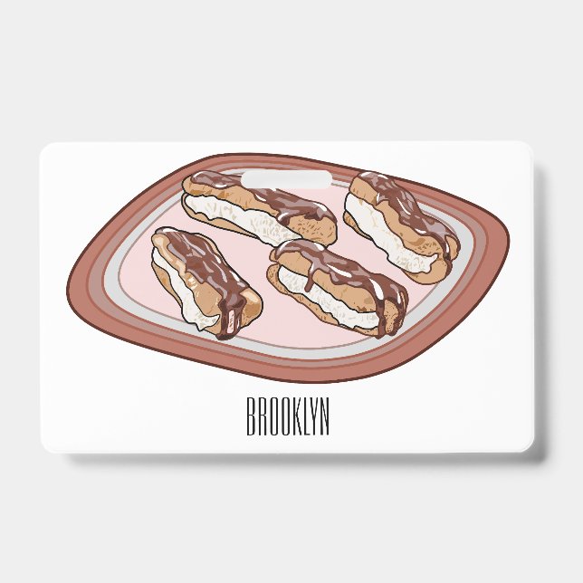 Chocolate eclair cartoon illustration  badge (Front)