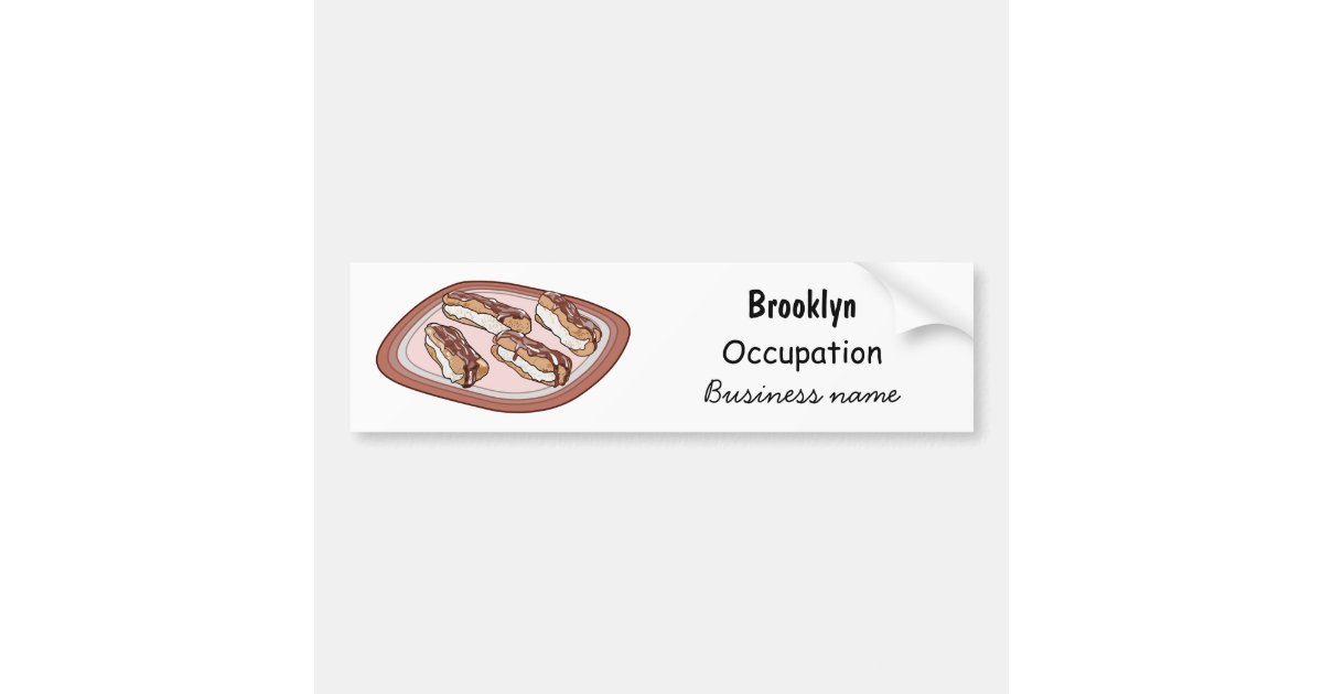 Chocolate eclair cartoon illustration bumper sticker Zazzle
