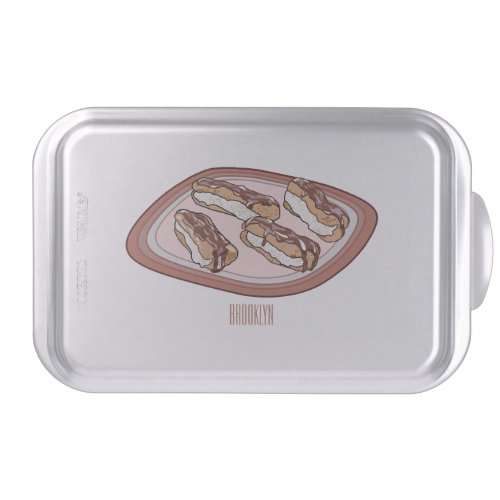 Chocolate eclair cartoon illustration  cake pan