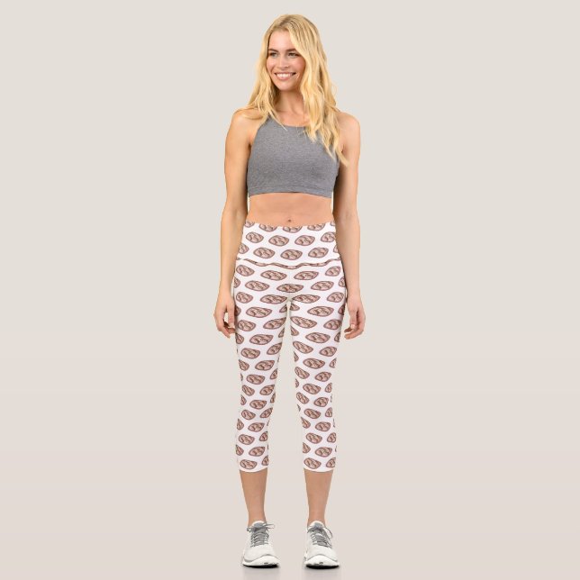 Chocolate eclair cartoon illustration  capri leggings (Front)