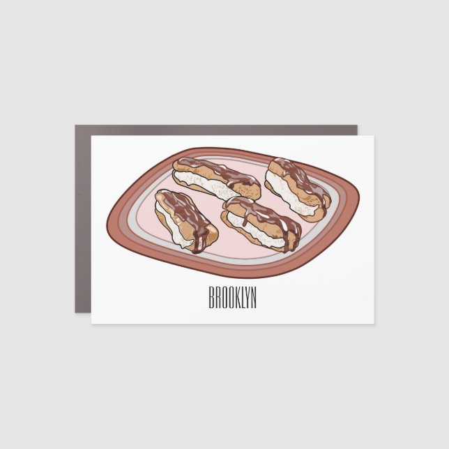 Chocolate eclair cartoon illustration  car magnet (Front)