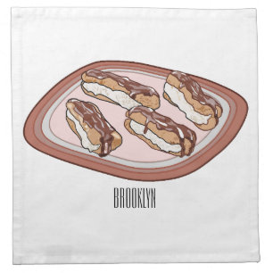Chocolate eclair cartoon illustration cloth napkin