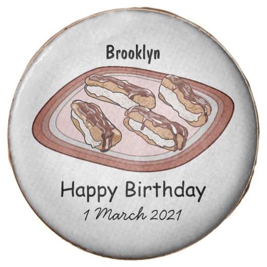 Chocolate eclair cartoon illustration covered oreo (Front)