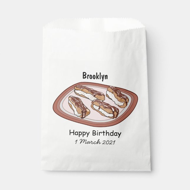 Chocolate eclair cartoon illustration  favor bag (Front)