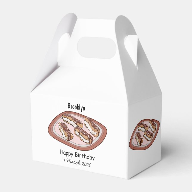 Chocolate eclair cartoon illustration  favor boxes (Front Side)